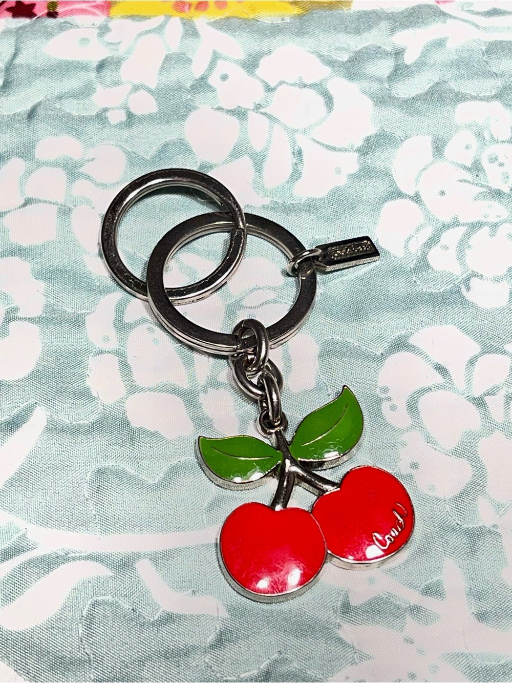 Vintage Coach Cherry Enamel Keychain & Bag Charm